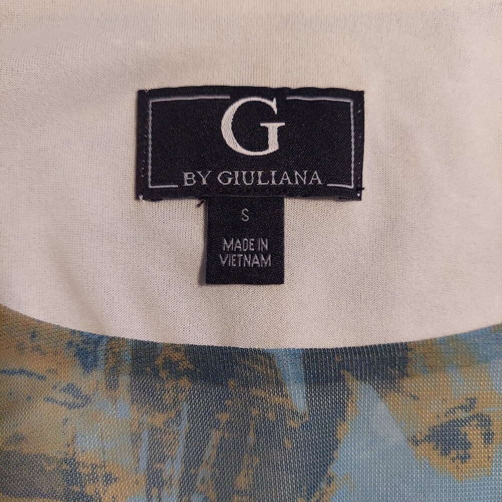 G by Giuliana Floral Blouse Blue Gold Size S - Picture 7 of 8